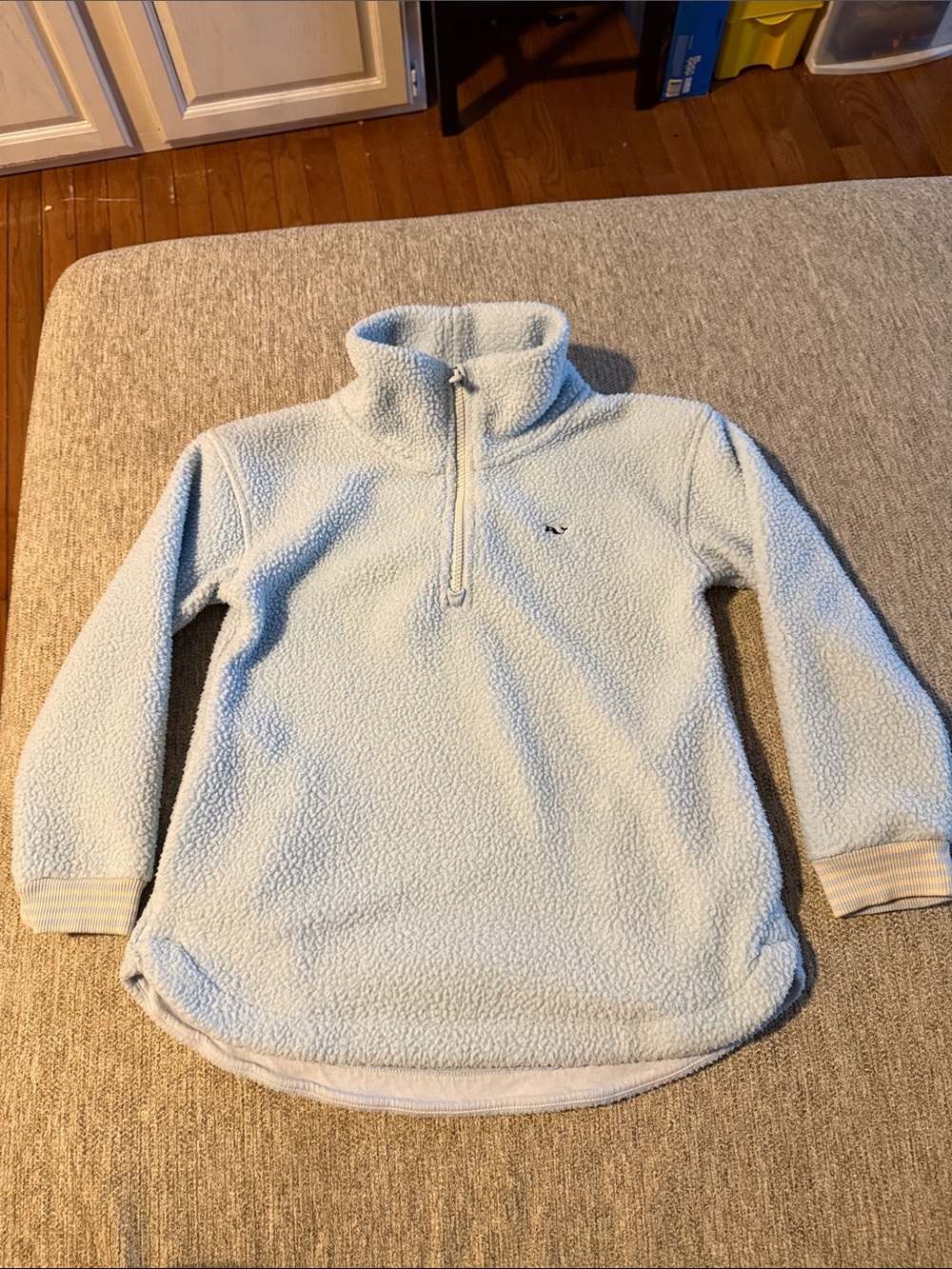 Vineyard Vines Pale Blue Girls' Sherpa Half-Zip Pullover